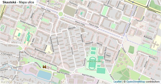 Skautská - mapa ulice