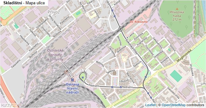 Skladištní - mapa ulice