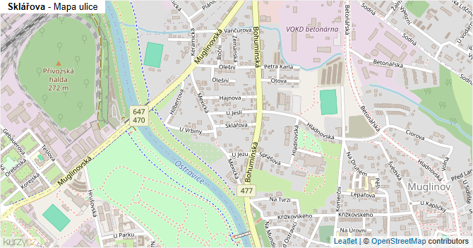 Sklářova - mapa ulice