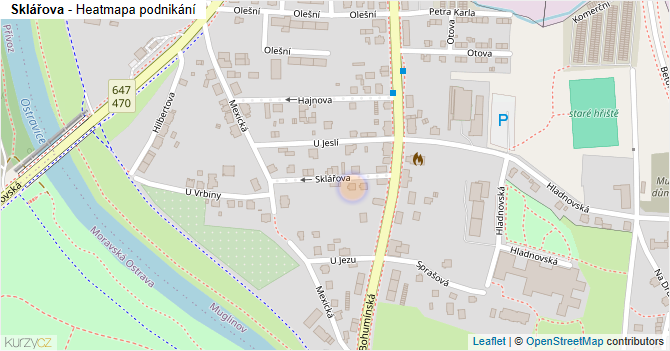 Sklářova - mapa podnikání