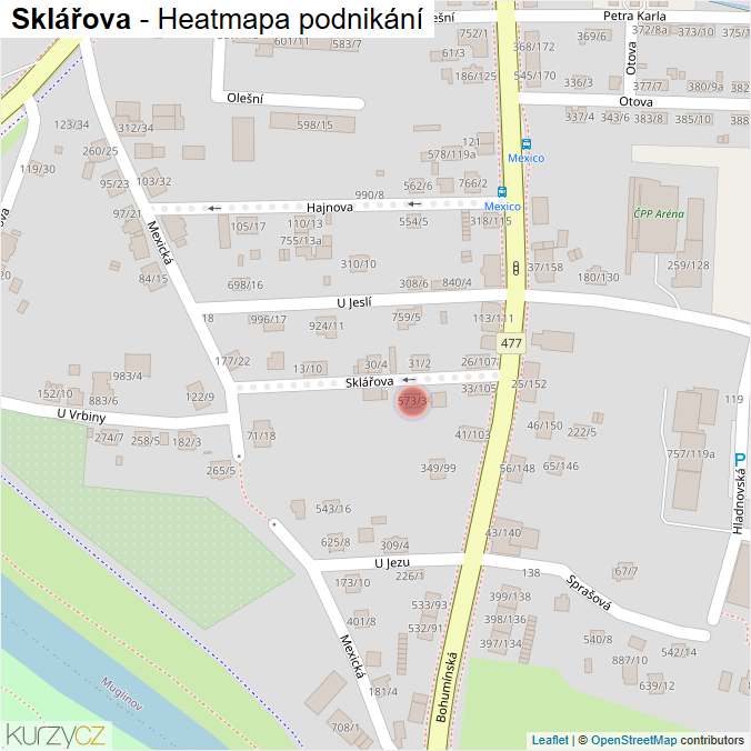 Mapa Sklářova - Firmy v ulici.