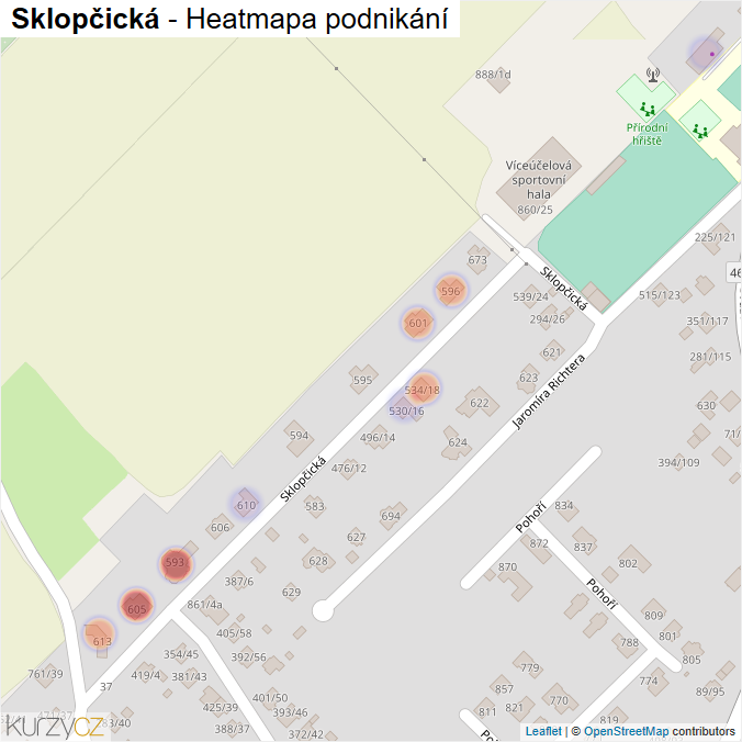 Mapa Sklopčická - Firmy v ulici.