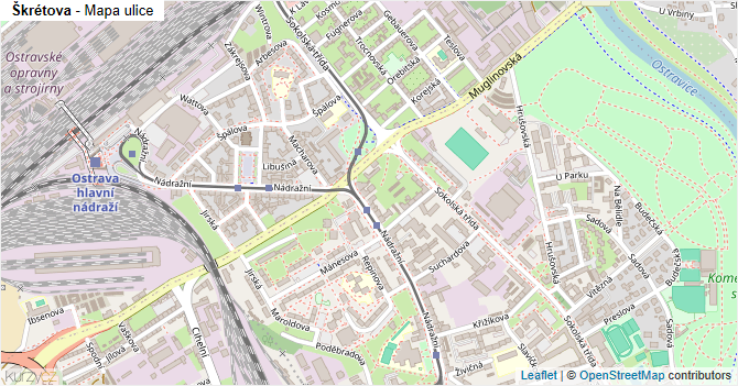 Škrétova - mapa ulice