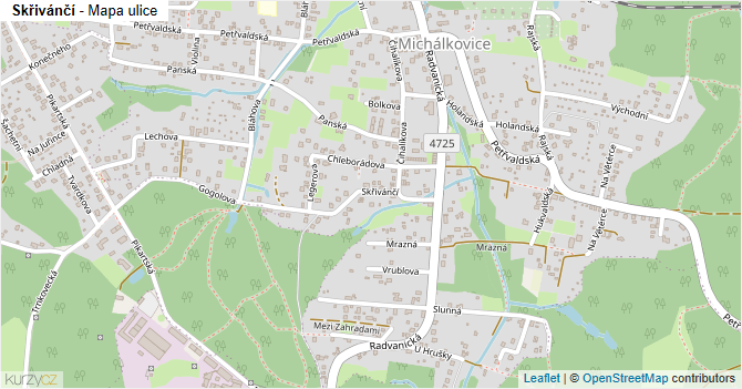 Skřivánčí - mapa ulice