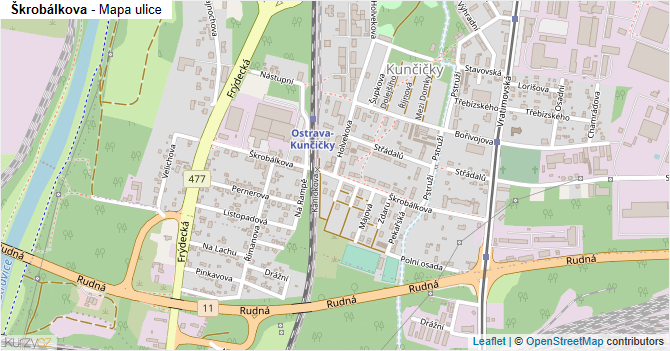Škrobálkova - mapa ulice