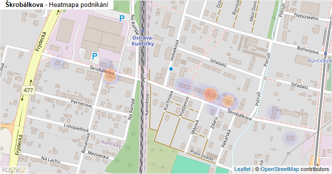 Škrobálkova - mapa podnikání