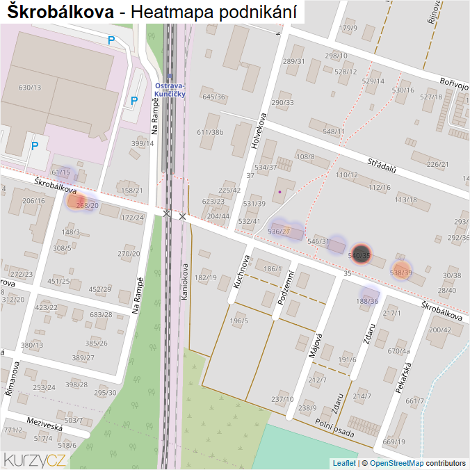Mapa Škrobálkova - Firmy v ulici.