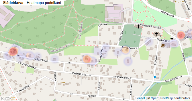 Sládečkova - mapa podnikání