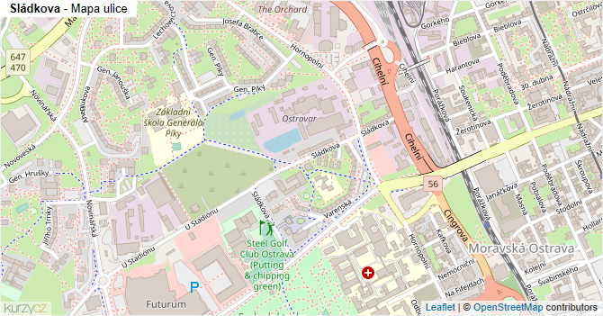 Sládkova - mapa ulice