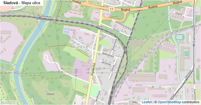 Sladová - mapa ulice
