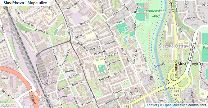 Slavíčkova - mapa ulice
