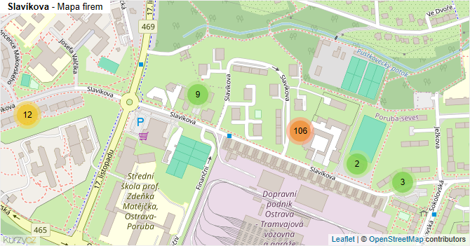 Slavíkova - mapa firem