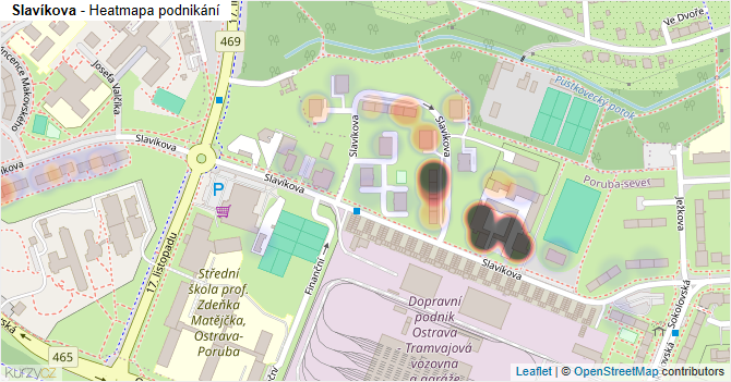 Slavíkova - mapa podnikání