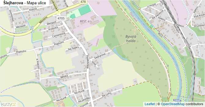Šlejharova - mapa ulice