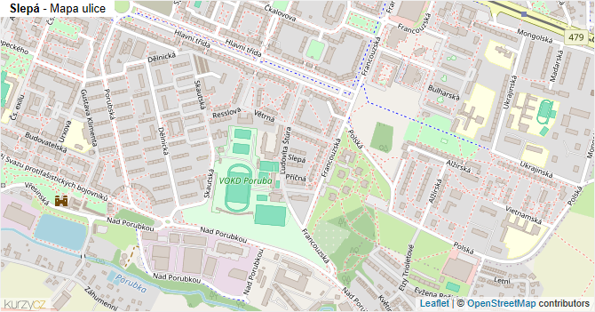 Slepá - mapa ulice
