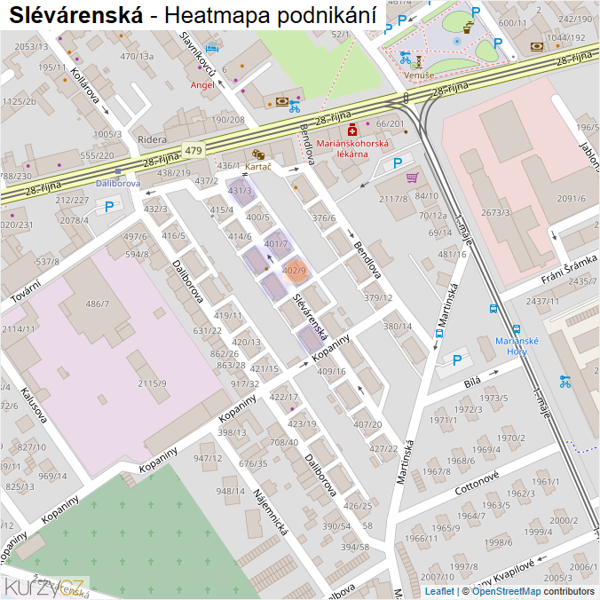 Mapa Slévárenská - Firmy v ulici.