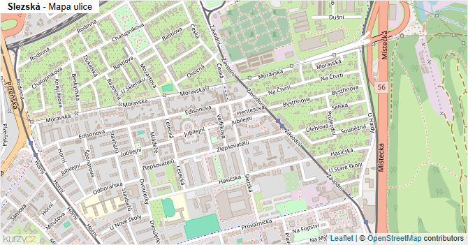 Slezská - mapa ulice