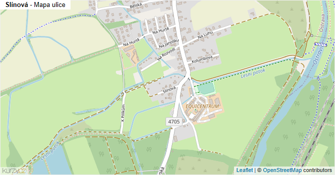 Slínová - mapa ulice