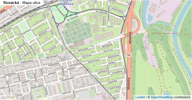 Slovácká - mapa ulice