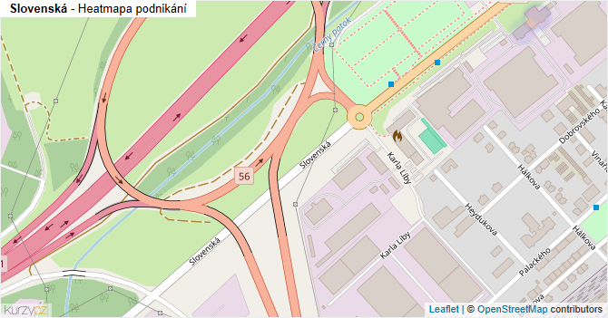 Slovenská - mapa podnikání