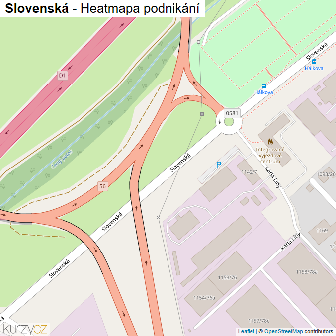 Mapa Slovenská - Firmy v ulici.