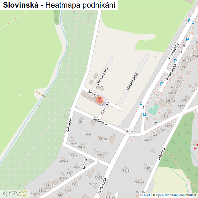Mapa Slovinská - Firmy v ulici.