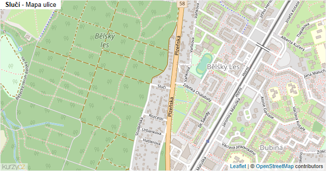 Slučí - mapa ulice