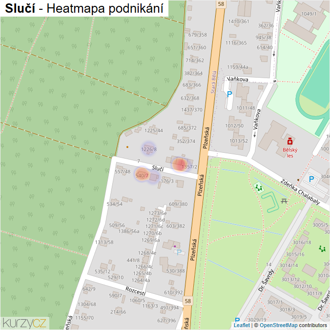 Mapa Slučí - Firmy v ulici.