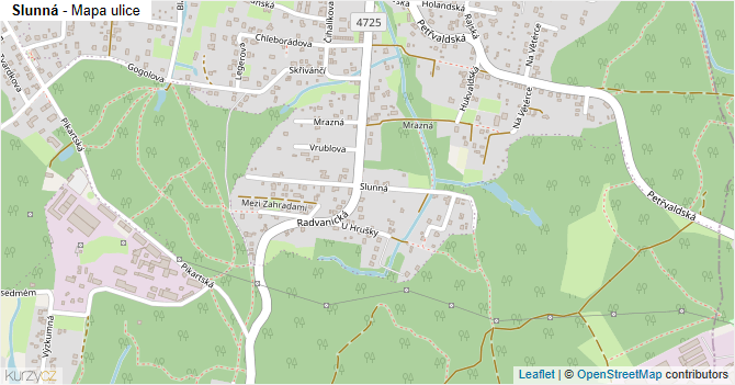 Slunná - mapa ulice