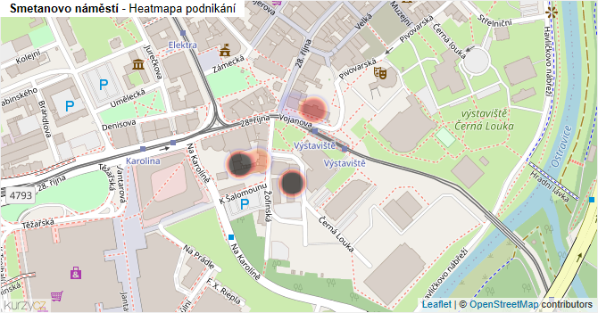 Smetanovo náměstí - mapa podnikání