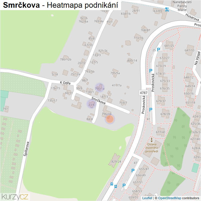 Mapa Smrčkova - Firmy v ulici.