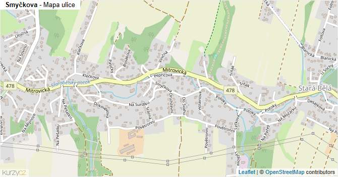 Smyčkova - mapa ulice