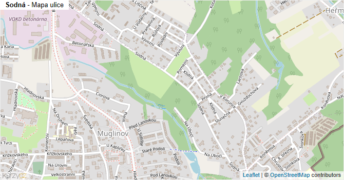 Sodná - mapa ulice