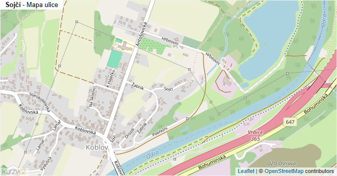 Sojčí - mapa ulice