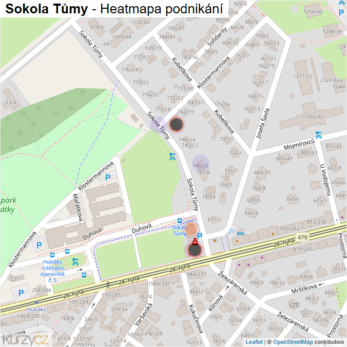 Mapa Sokola Tůmy - Firmy v ulici.