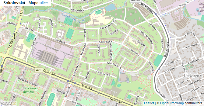 Sokolovská - mapa ulice