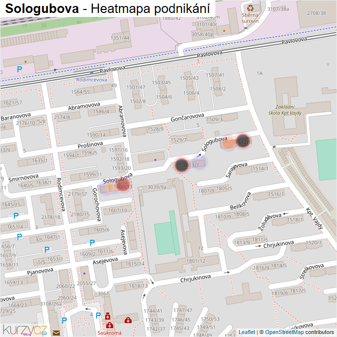 Mapa Sologubova - Firmy v ulici.