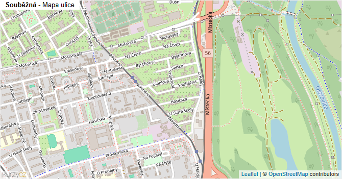 Souběžná - mapa ulice