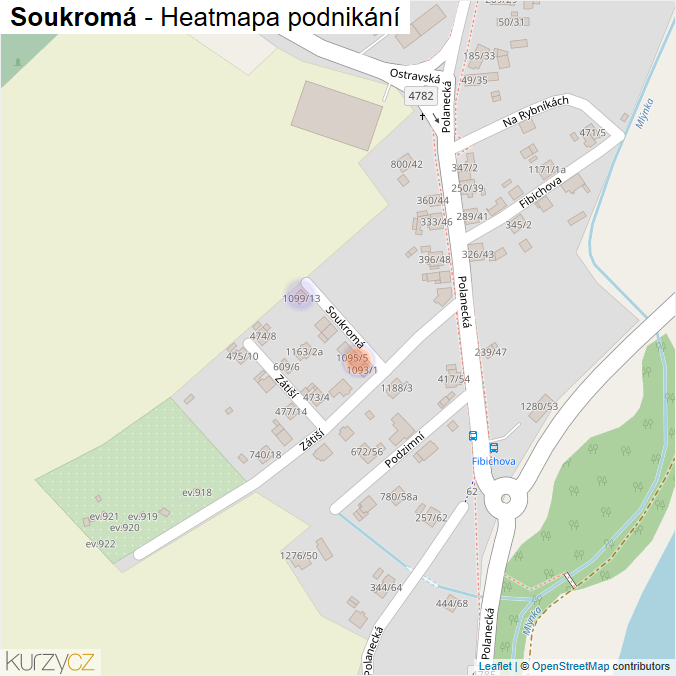 Mapa Soukromá - Firmy v ulici.