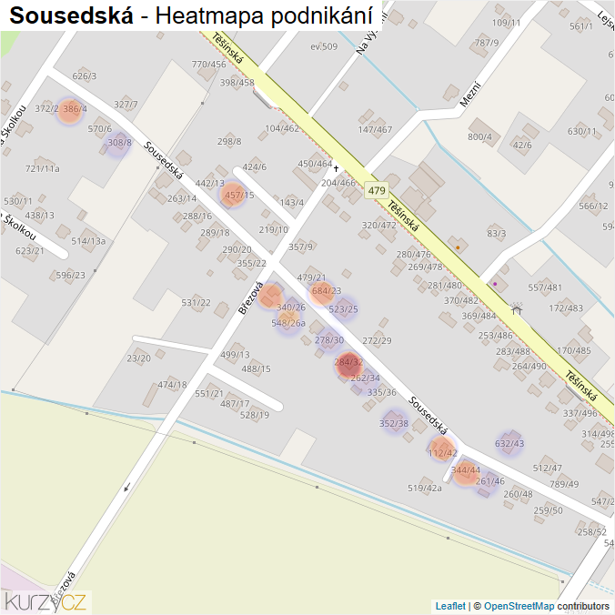 Mapa Sousedská - Firmy v ulici.