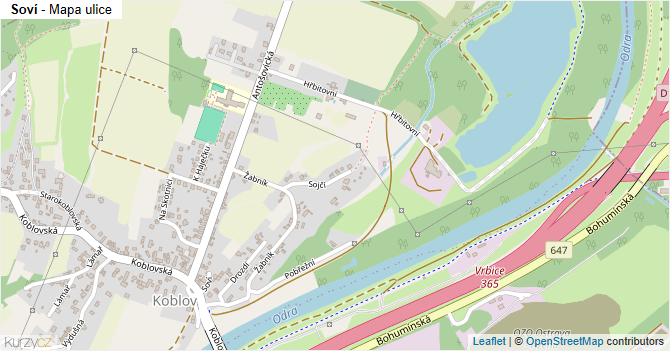Soví - mapa ulice
