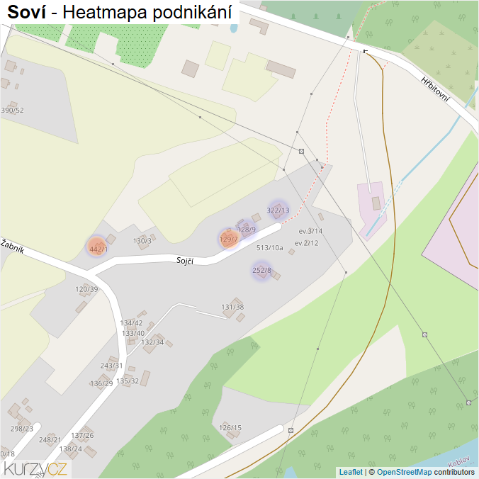 Mapa Soví - Firmy v ulici.