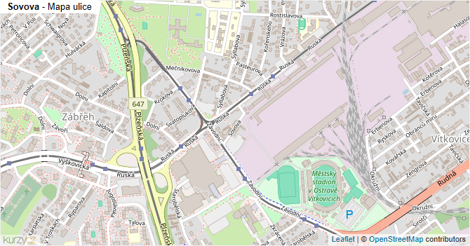 Sovova - mapa ulice