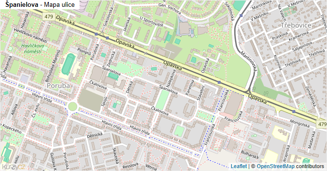 Španielova - mapa ulice