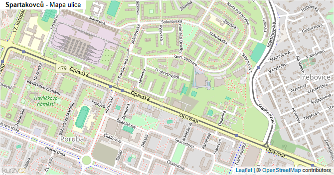 Spartakovců - mapa ulice
