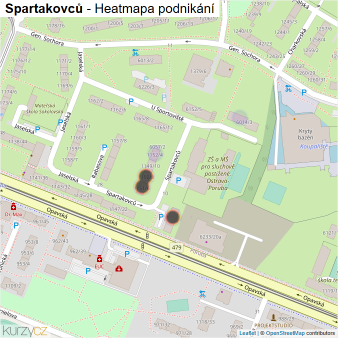 Mapa Spartakovců - Firmy v ulici.