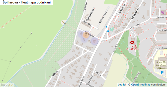 Špillarova - mapa podnikání