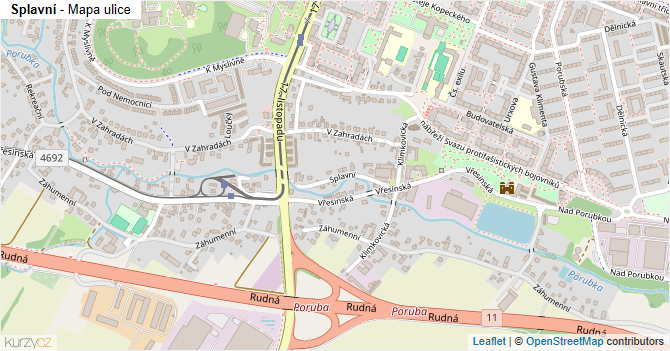 Splavní - mapa ulice