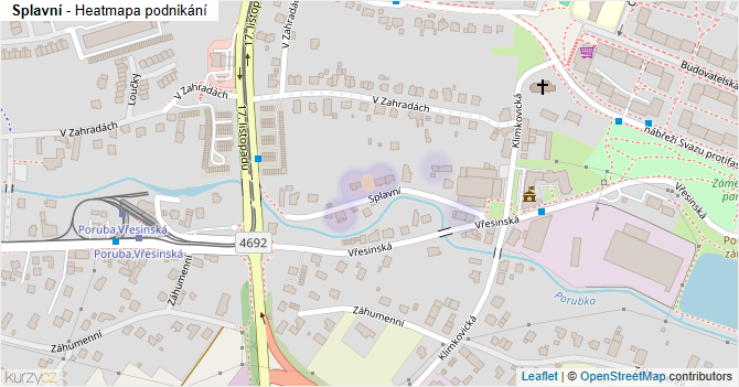 Splavní - mapa podnikání