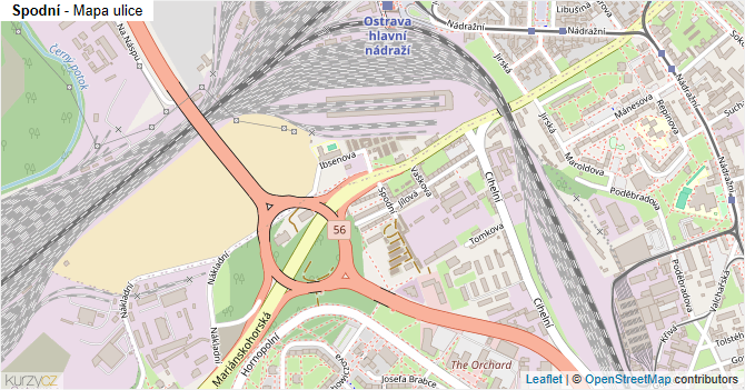 Spodní - mapa ulice